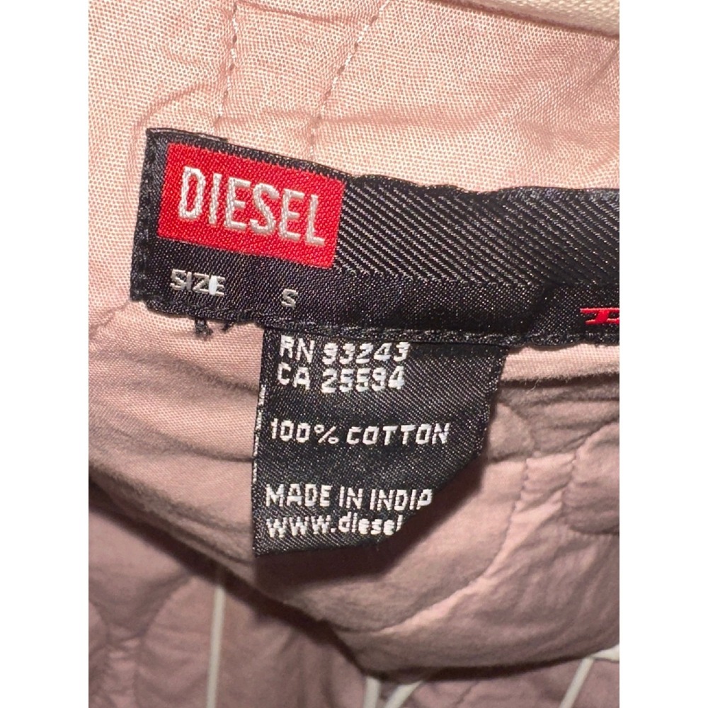 Vintage Diesel Womens Utility Jacket Tan Pink Raw Edge Cotton Distressed Size S - Picture 14 of 15